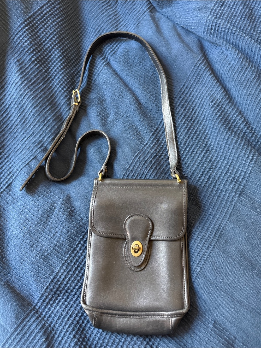 Black all leather crossbody